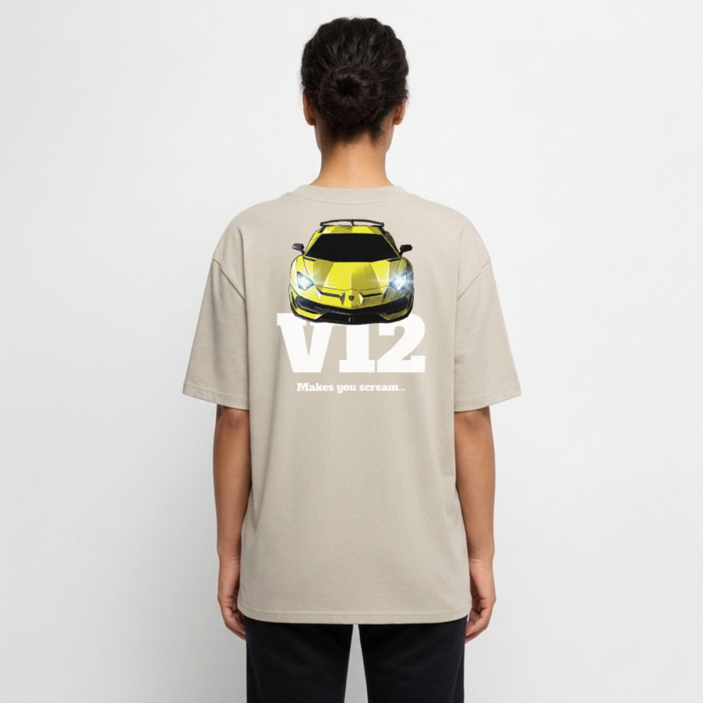 T-Shirt unisexe oversize - V12 - NOIR - beige
