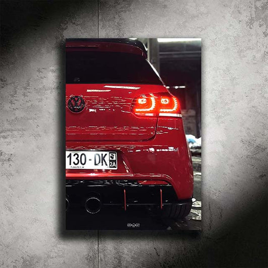 Poster NÉON Volkswagen Golf 6R (LED red) - Fan Edition