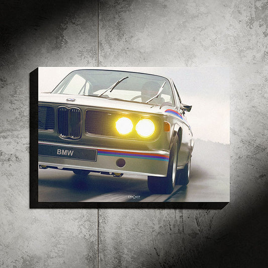 poster métallique BMW CSL avec néon led