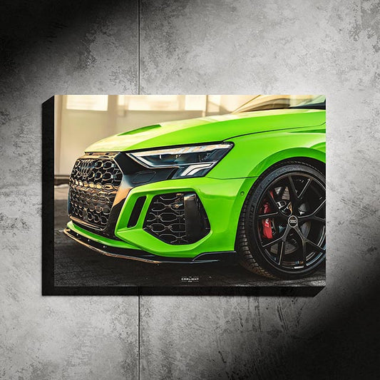 poster métallique audi rs3 green avec néon led