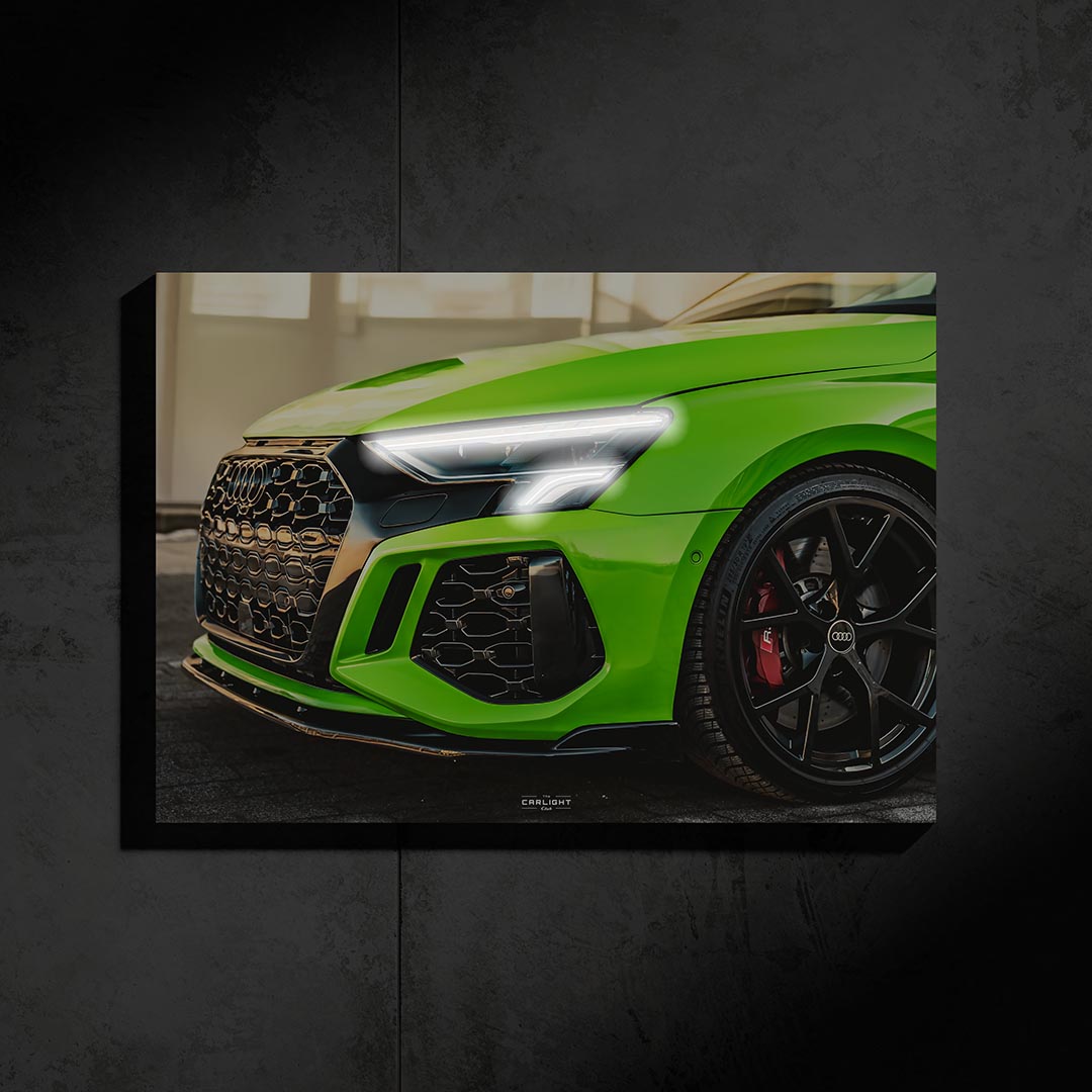 poster métallique audi rs3 green avec néon led