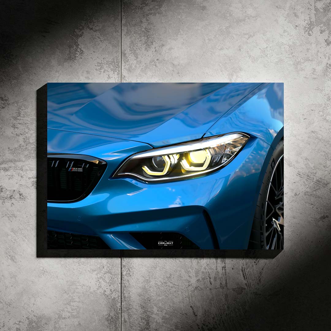 poster métallique bmw M2 comp avec néon led