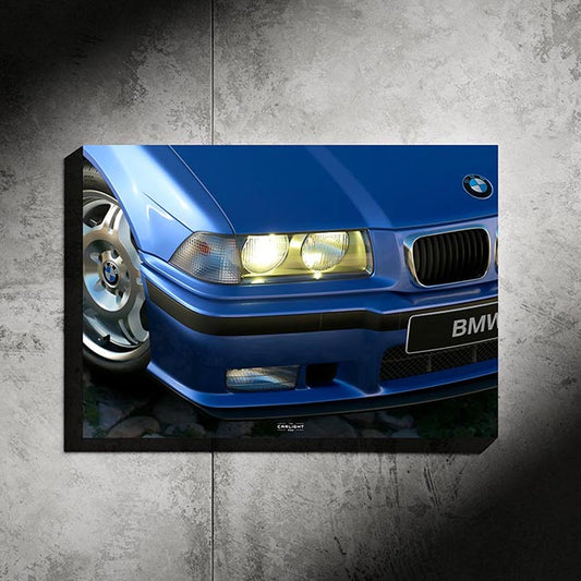 poster métallique bmw m3 e36 avec néon led