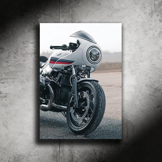 poster métallique bmw r nine t racer avec néon led