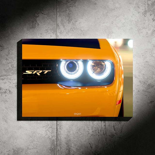 poster métallique dodge challenger srt hellcat avec néon led