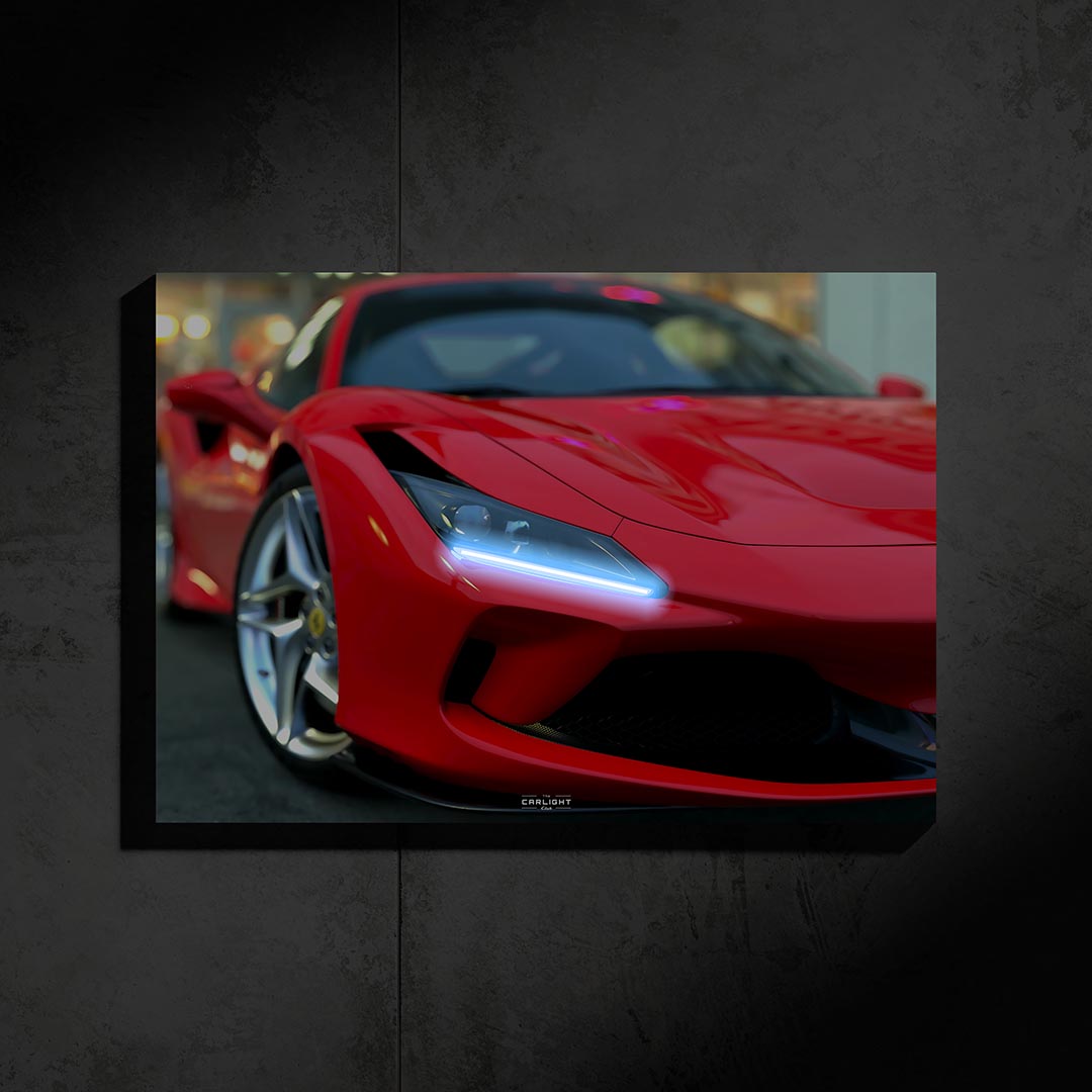 poster métallique ferrari f8 tributo avec néon led