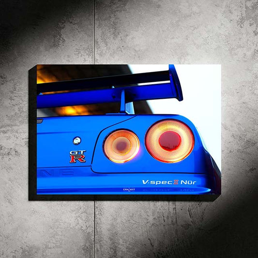 poster métallique nissan gtr r34 avec néon led