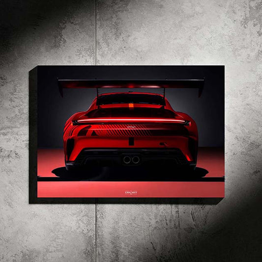 poster métallique porche gt3 cup avec néon led