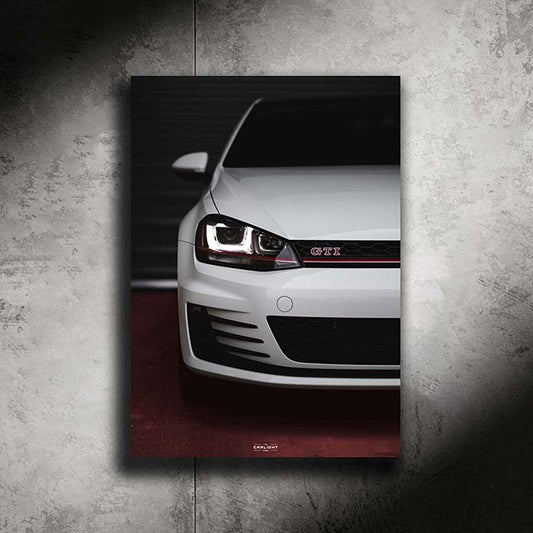 poster métallique volkswagen golf 7 gai avec néon led
