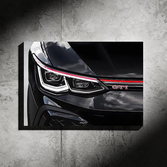 poster métallique volkswagen golf 8 gti avec néon led