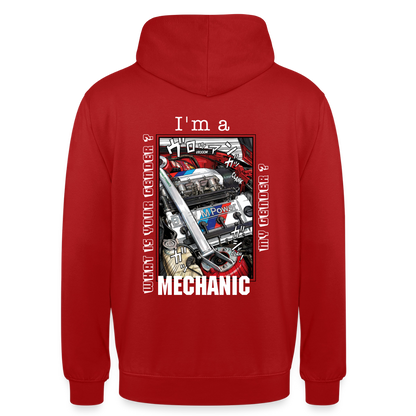 Sweat-shirt à capuche unisexe - Mechanic - rouge