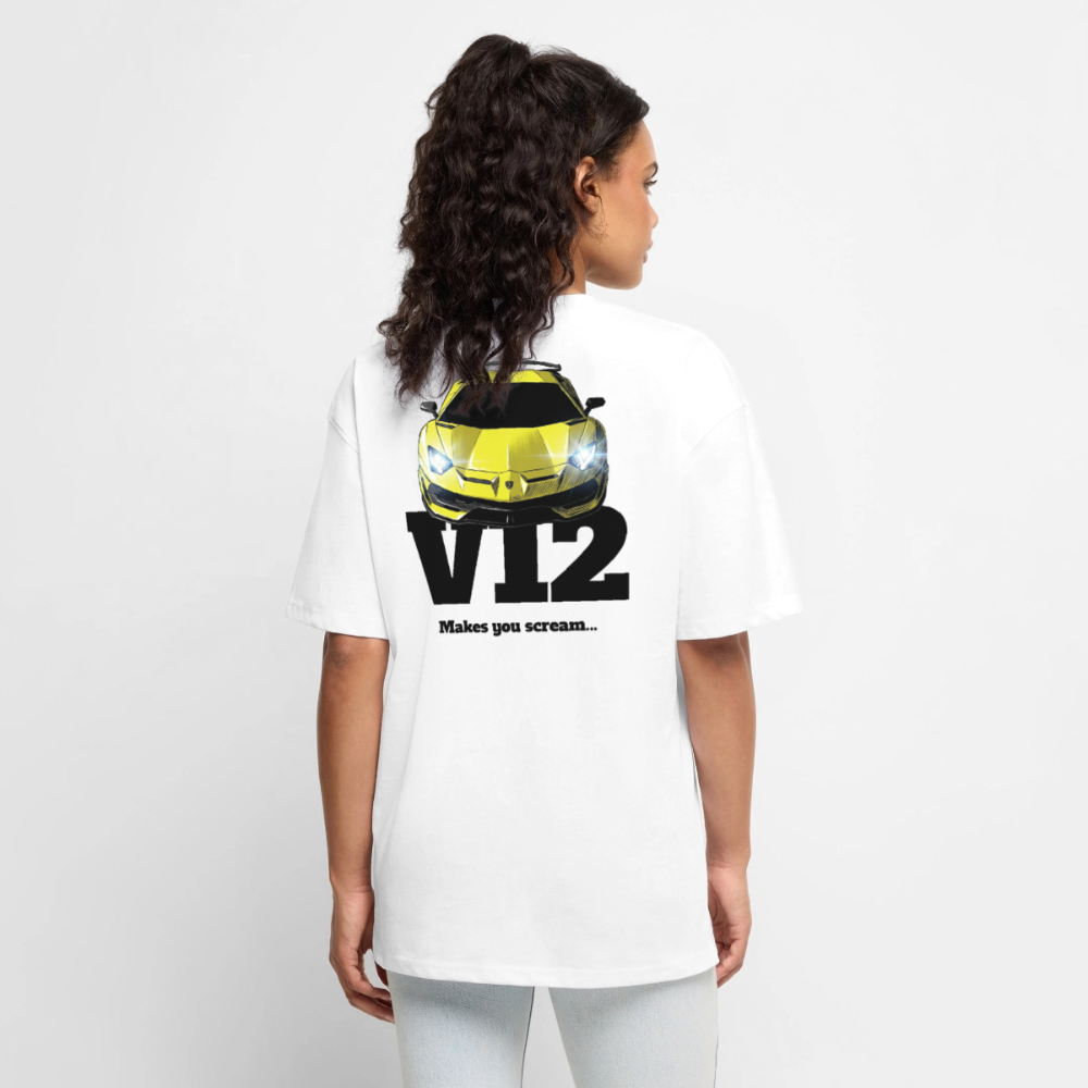 T-Shirt unisexe oversize - V12 - BLANC - blanc