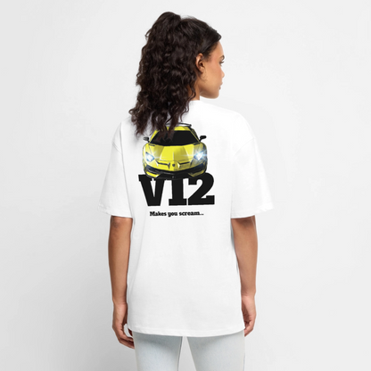 T-Shirt unisexe oversize - V12 - BLANC - blanc