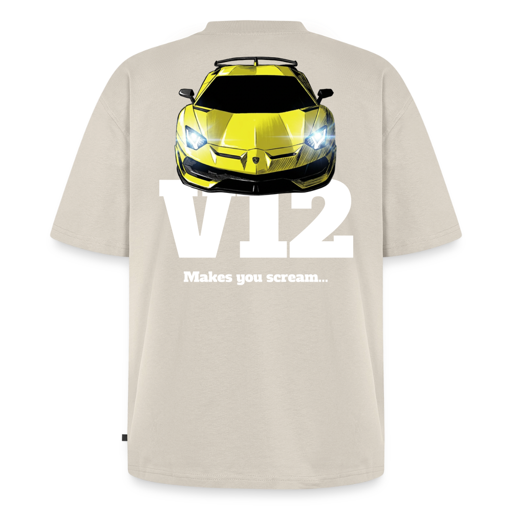 T-Shirt unisexe oversize - V12 - NOIR - beige