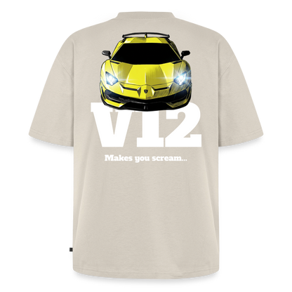 T-Shirt unisexe oversize - V12 - NOIR - beige
