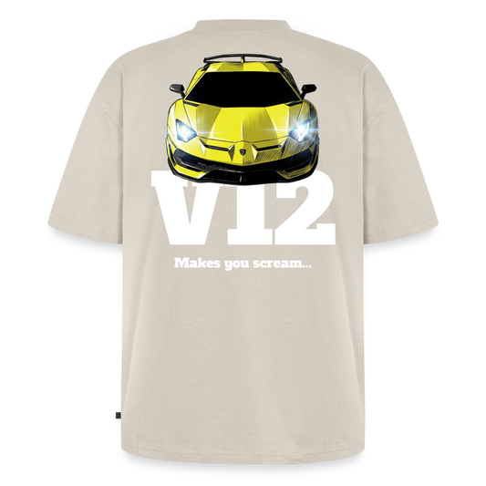 T-Shirt unisexe oversize - V12 - NOIR - beige