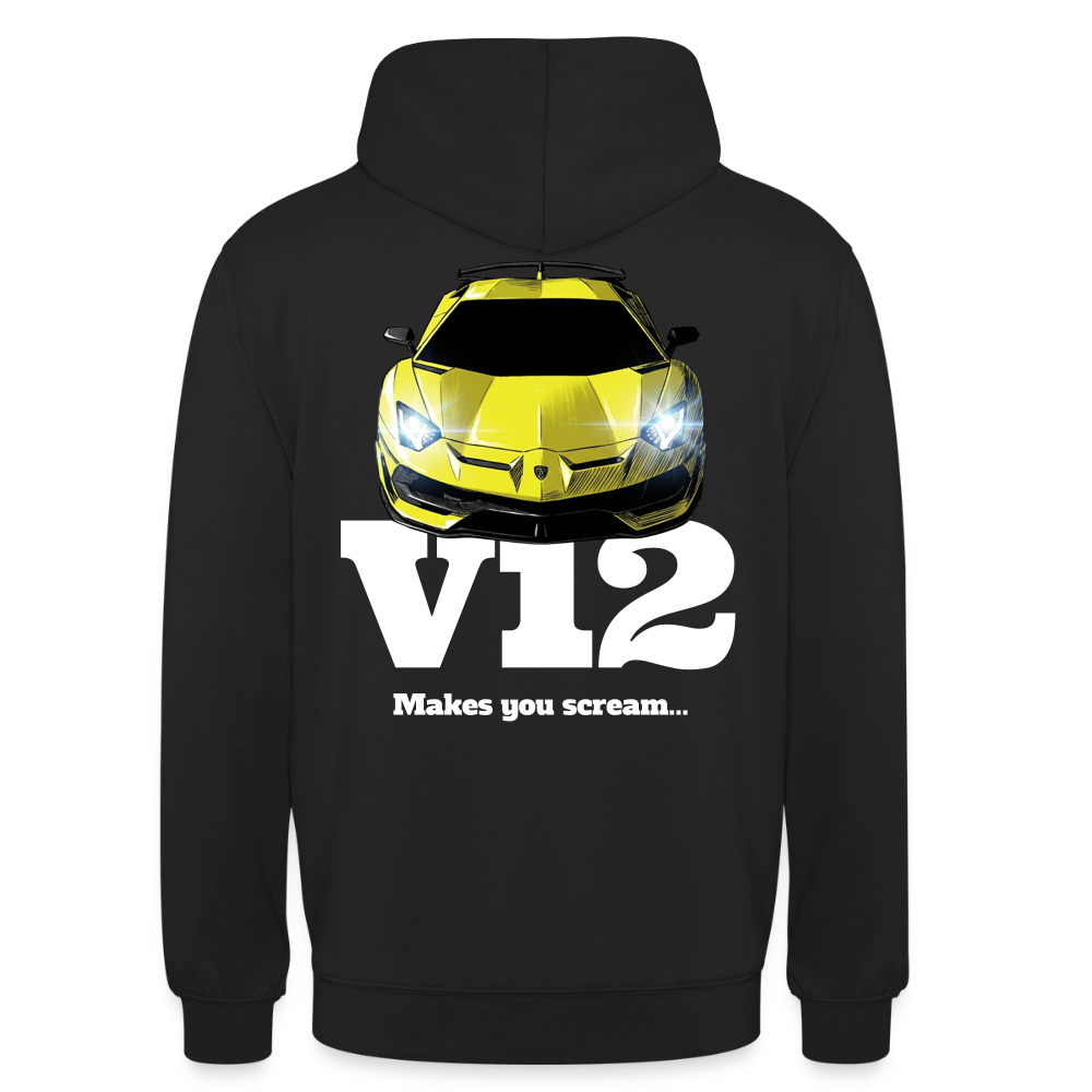 Sweat-shirt à capuche unisexe - V12 - noir