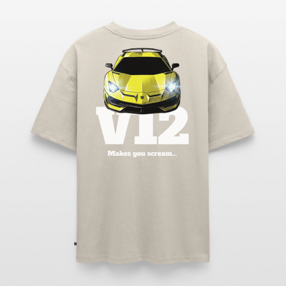 T-Shirt unisexe oversize - V12 - NOIR - beige