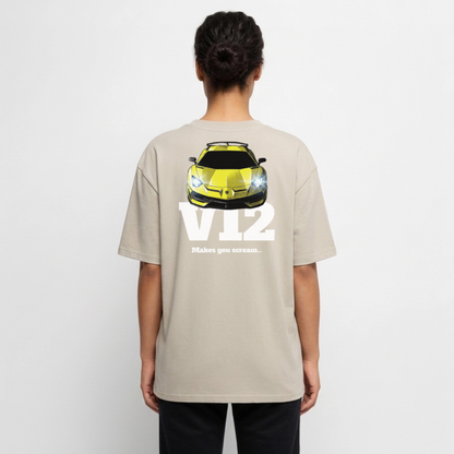T-Shirt unisexe oversize - V12 - NOIR - beige