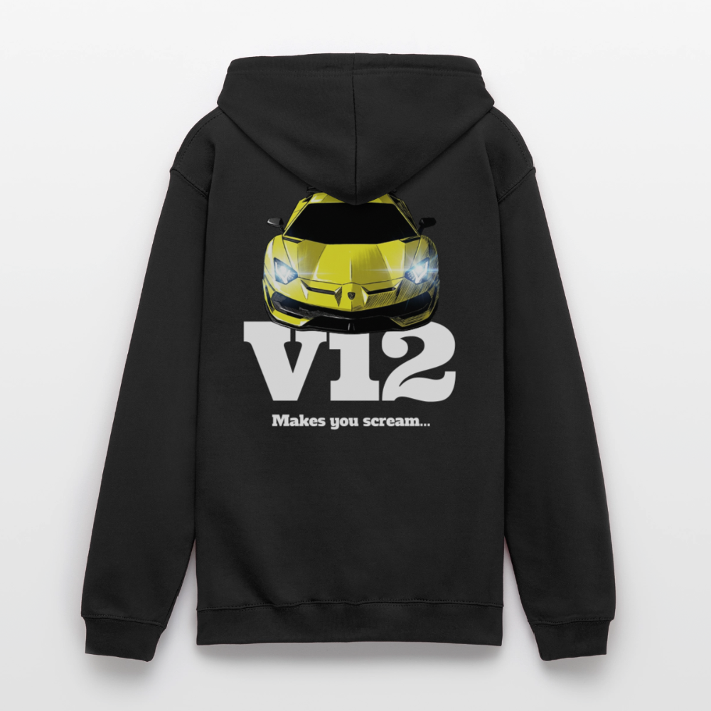 Sweat-shirt à capuche unisexe - V12 - noir