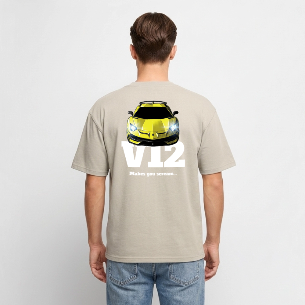 T-Shirt unisexe oversize - V12 - NOIR - beige