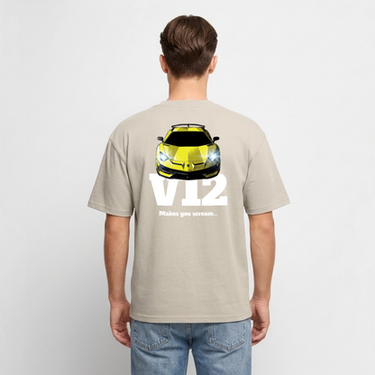 T-Shirt unisexe oversize - V12 - NOIR - beige