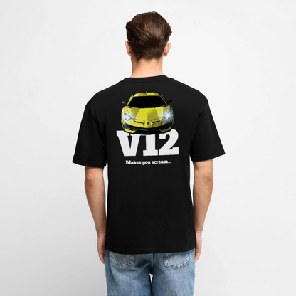 T-Shirt unisexe oversize - V12 - NOIR - noir