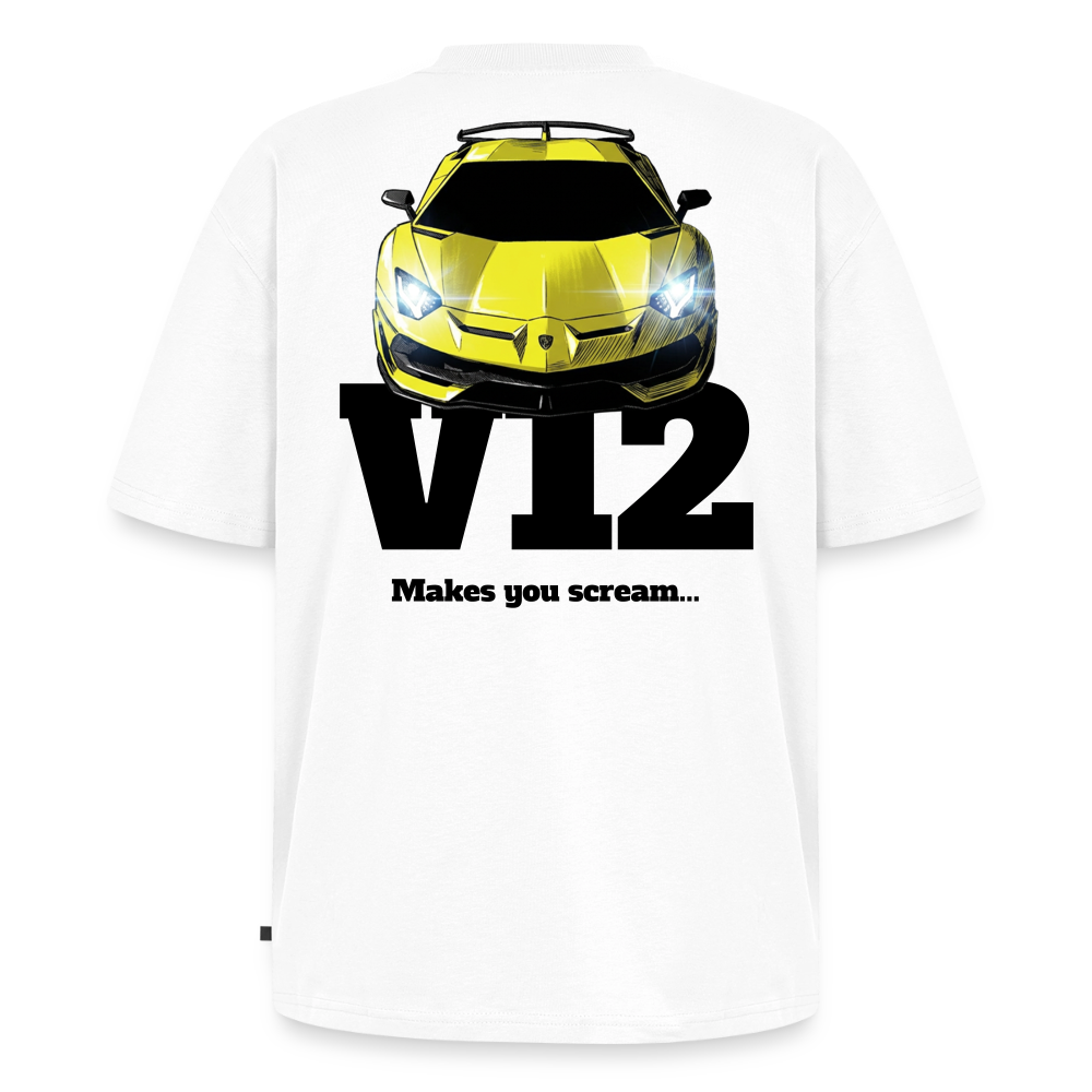 T-Shirt unisexe oversize - V12 - BLANC - blanc