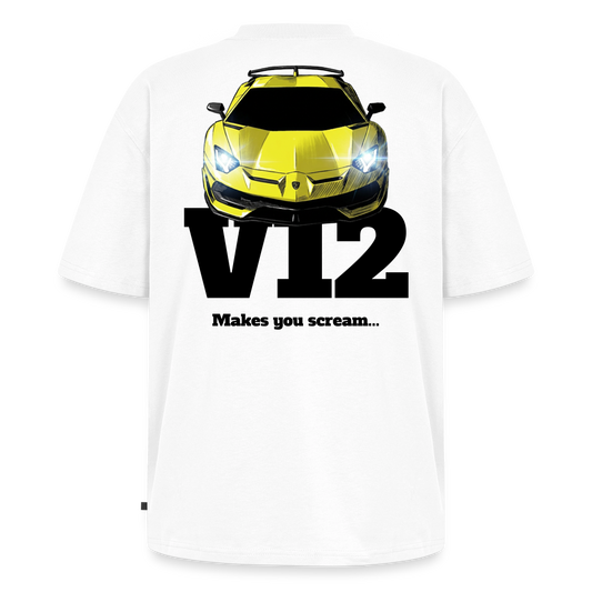 T-Shirt unisexe oversize - V12 - BLANC - blanc