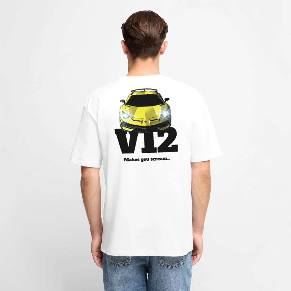T-Shirt unisexe oversize - V12 - BLANC - blanc
