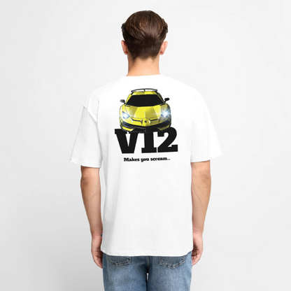 T-Shirt unisexe oversize - V12 - BLANC - blanc