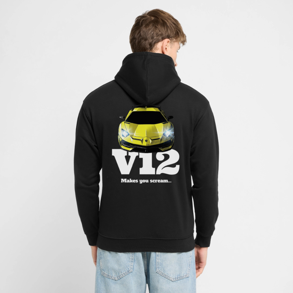 Sweat-shirt à capuche unisexe - V12 - noir