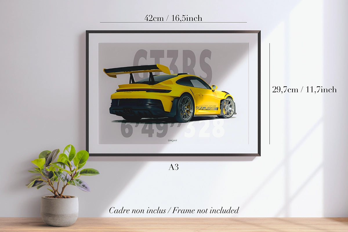 Poster Papier A3 Porsche 911 GT3RS