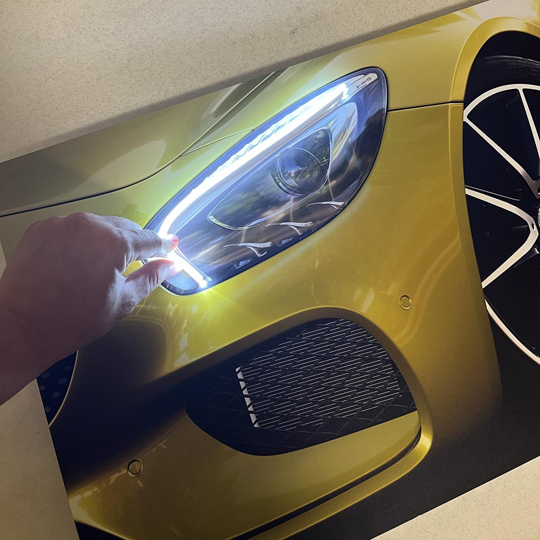 poster métallique mercedes avec néon led