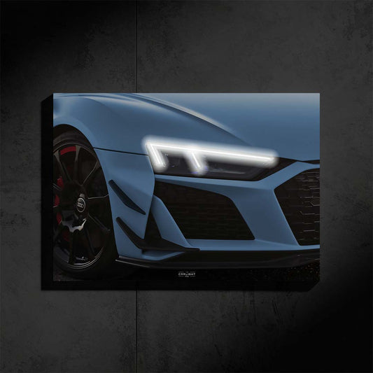 poster métallique audi r8 v10 gt avec néon led