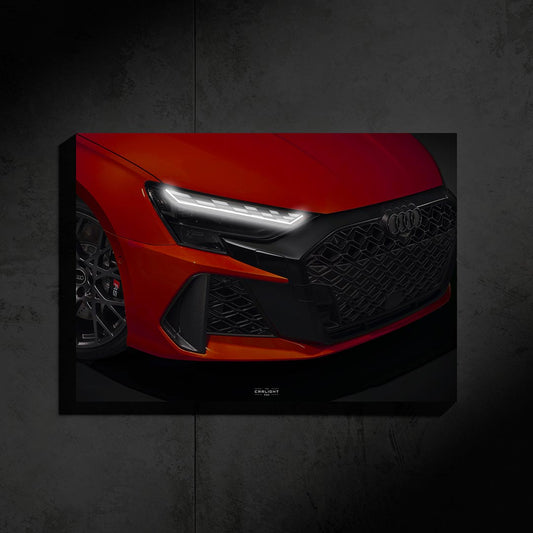 poster métallique audi rs3 red avec néon led