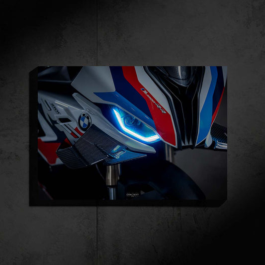 poster métallique bmw m1000rr avec néon led