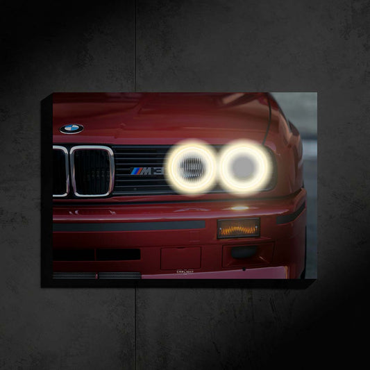 poster métallique bmw M3 E30 avec néon led