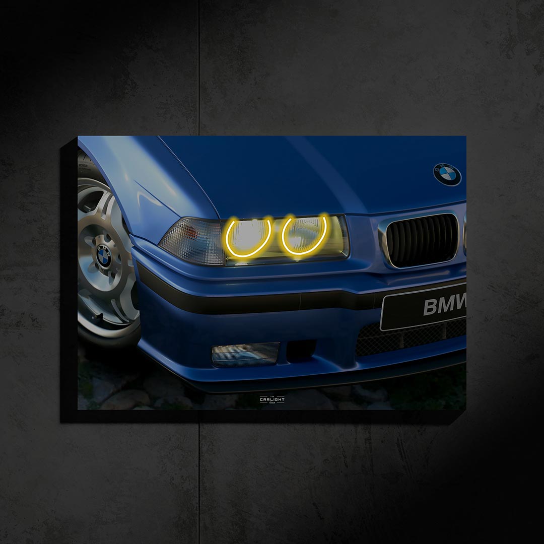 poster métallique bmw m3 e36 avec néon led