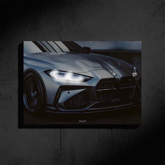 poster métallique bmw m4 avec néon led
