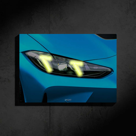 poster métallique bmw M4 CS avec néon led