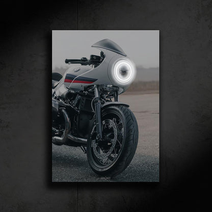 poster métallique bmw r nine t racer avec néon led