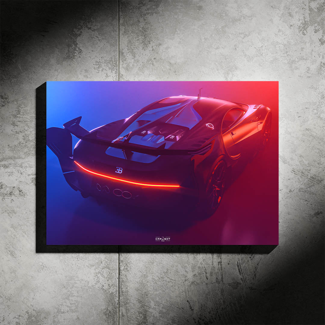 poster métallique bugatti chiron VGT gran turismo avec néon led