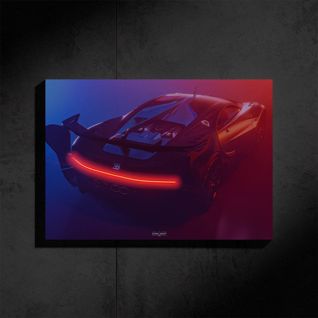 poster métallique bugatti chiron VGT gran turismo avec néon led
