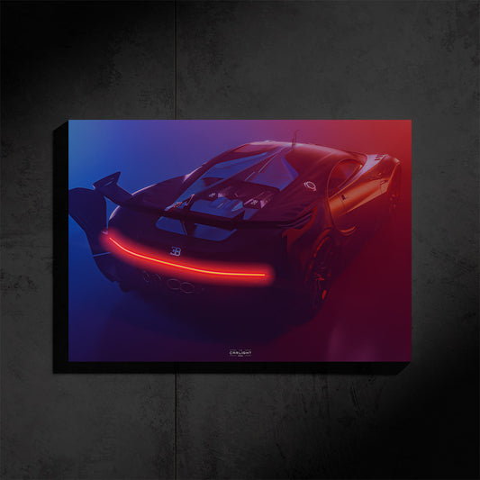 poster métallique bugatti chiron VGT gran turismo avec néon led