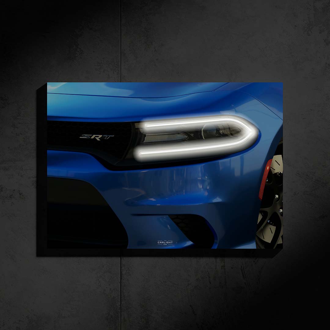 poster métalllique dodge charger srt avec néon led