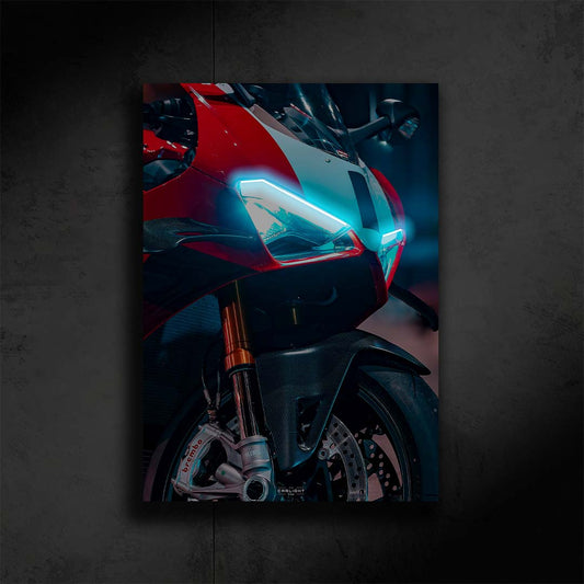 poster métallique ducati panniglae v4s avec néon led