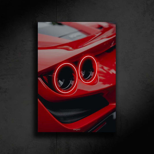 poster métallique Ferrari f8 tribut avec néon led