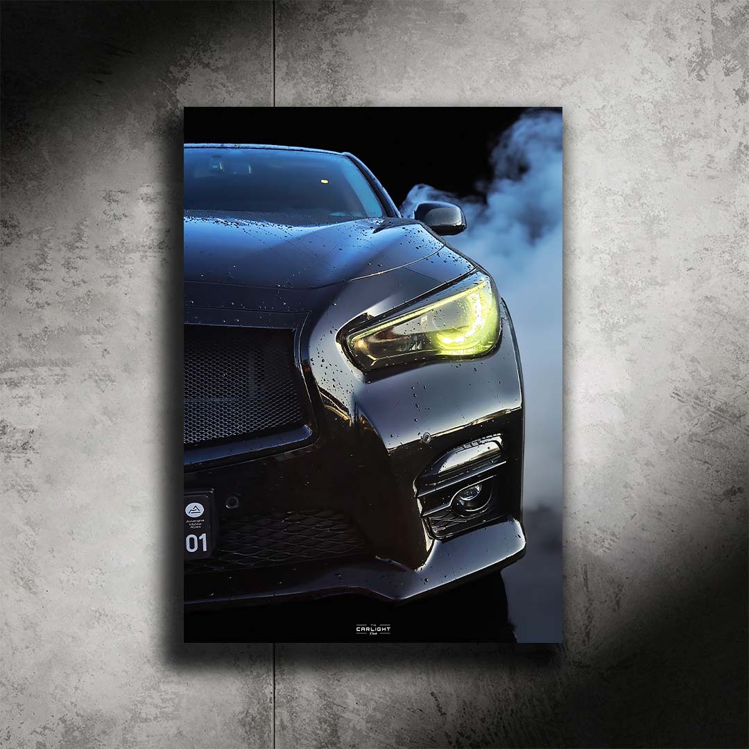 poster métallique infinity Q50 avec néon led