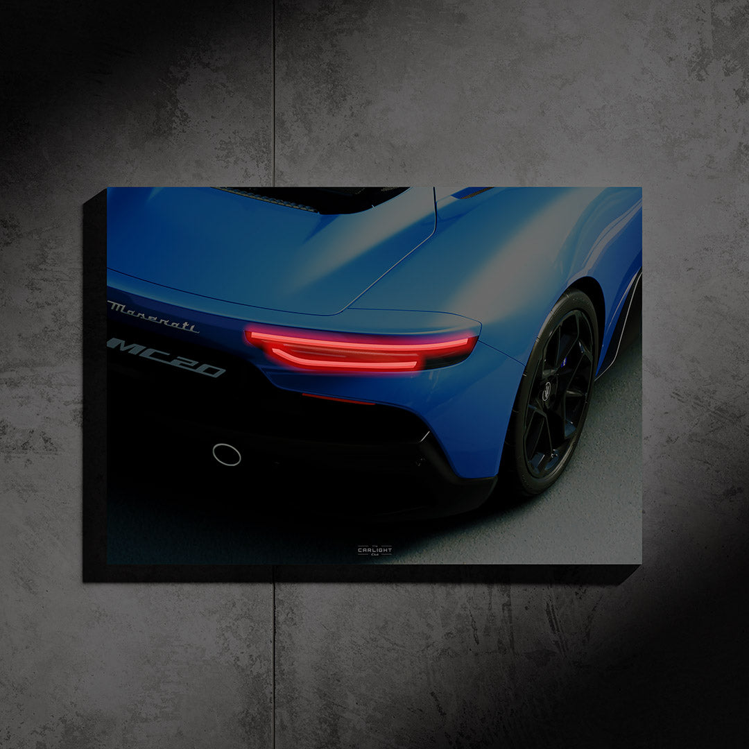 poster métallique maserati mc20 avec néon led